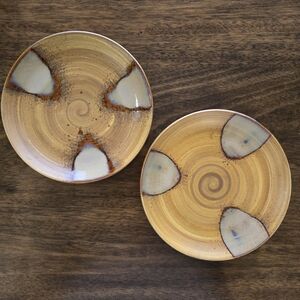 Sango Splash 4951 Brown Drip Glaze Salad Luncheon Plates Lot of 2